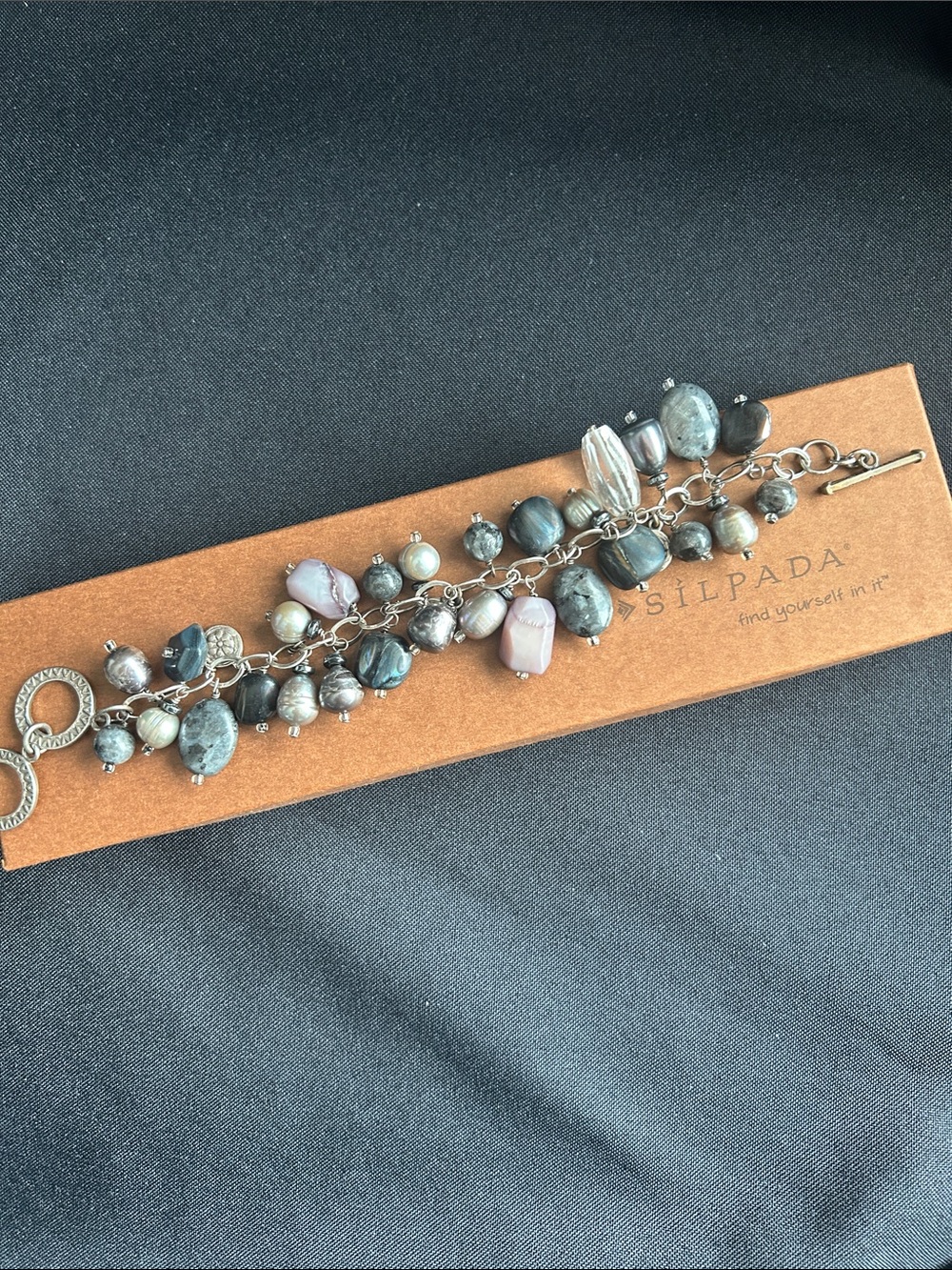 Silpada B1777 Sterling silver & Pearl Charm Bracelet